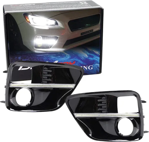 Miniatura 10 de iJDMTOY - Luces LED de circulación diurna JDM con acabado en negro piano, Carcasas de faros antiniebla LED DRL para Subaru, Blanco xenón