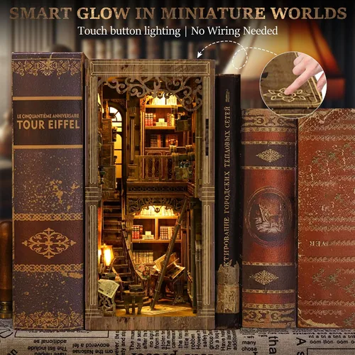 Miniatura 2 de CRIOLPO Kits de Rincón de Libros para Adultos - Kit de Rincón de Libros Decoración de Estantería Casa en Miniatura DIY Kit para Estantería - Kits