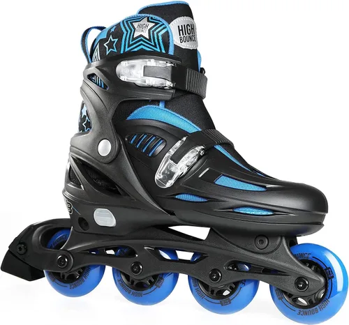 Inline Skates for Girls and Boys, with Knee Pads, Elbow Pads and Wrist Guards, Gel Wheels, Adjustable Sizing, for Men, Women, Girls, Boys, High