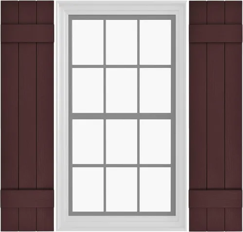 Miniatura 41 de Persianas de Vinilo Board & Batten (1 Par) 11"x31" (3-Tableros) - Negro Cosmos/Pintable Persianas Exteriores para Ventanas Incluye Herrajes