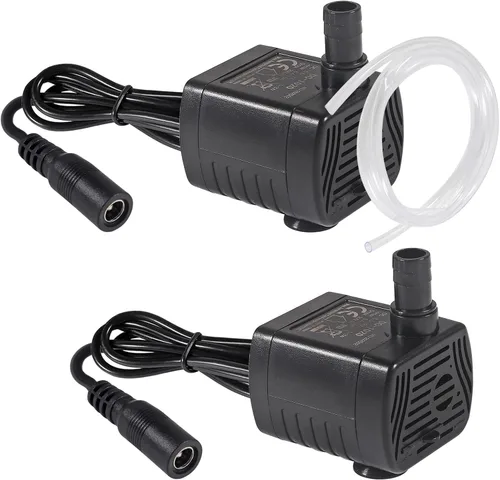 2 bombas de agua sumergibles de 200 L/H DC 5.5-12 V 1-3 W con tubo de 6.5 pies para acuario, estanque, fuente, hidroponía