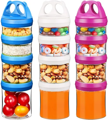 Miniatura 18 de SELEWARE Contenedores apilables portátiles de almacenamiento de alimentos para aperitivos, fórmula en polvo y bebidas, sistema de bloqueo giratorio