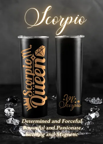 Miniatura 3 de Regalos del zodiaco Onebttl para mujeres, mejores regalos de cumpleaños para amigas, vaso de acero inoxidable de 20 oz, logotipo impreso negro