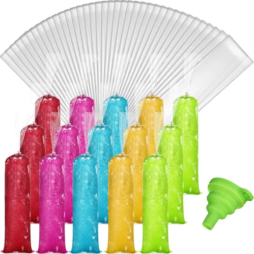 Miniatura 8 de Yexiya 400 bolsas de plástico para helados, bolsas de molde de helado desechables, bolsa de paletas con embudo de silicona para hacer dulces