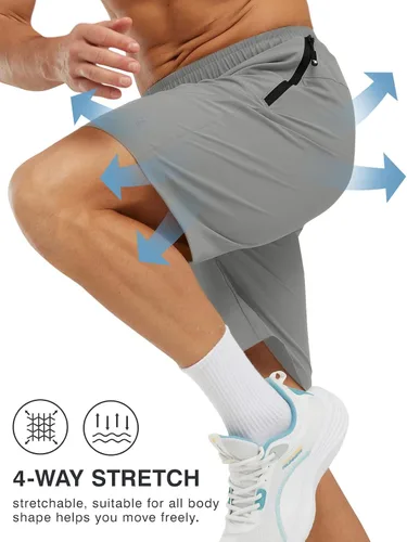 Miniatura 4 de Rdruko Pantalones cortos de senderismo para hombre con bolsillos con cremallera, 7 pulgadas, ligeros, de secado rápido, pantalones cortos