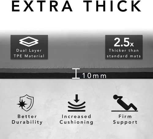 Miniatura 3 de Esterilla de yoga grande – Esterilla de entrenamiento extra gruesa de 0.394 in (72 x 32 pulgadas) – Alfombrilla antideslizante de TPE para mujeres