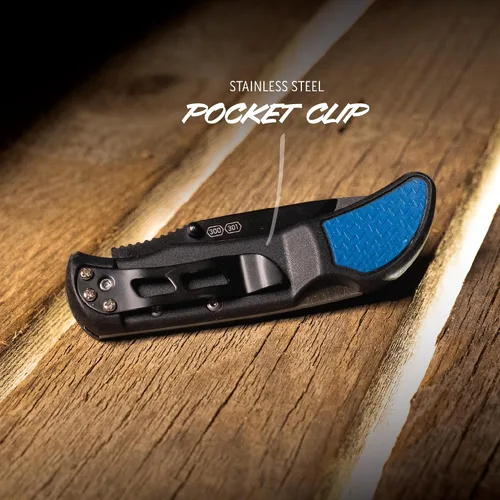 Miniatura 5 de Outdoor Edge 3.0" RazorLite EDC - Navaja plegable EDC de cuchilla reemplazable con clip de bolsillo y apertura de una mano para llevar a diario Azul