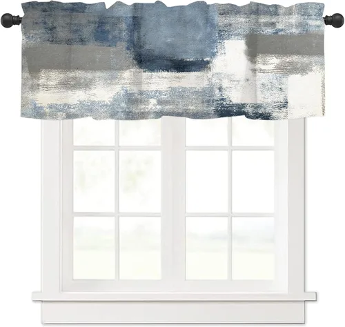 Miniatura 16 de Cortinas Cenefa Verde Salvia Floral Cocina con Bolsillo para Barra Paneles Cortos Acuarela Hojas de Eucalipto Retro Tratamiento de Ventana Cortinas