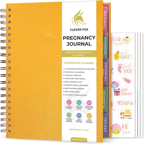 Clever Fox Diario de embarazo y libro de recuerdos – Agenda de embarazo y cuaderno para futuras mamás – Recuerdo del bebé, regalo para madres