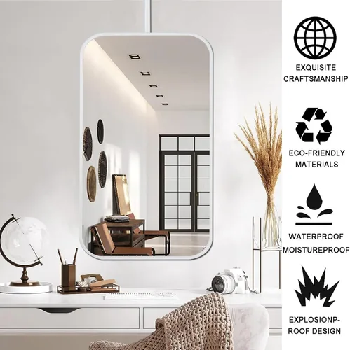 Miniatura 4 de Bathroom Mirror for Wall, Metal Frame Vanity Mirror with Wall Mount, Ceiling Hanging Makeup Mirror for Bedroom, Living Room, Flaoting Decorative