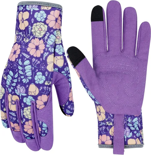 Guantes de jardinería de cuero para mujer, guantes de jardín a prueba de espinas, guantes de trabajo para pantalla táctil, regalos ColorR