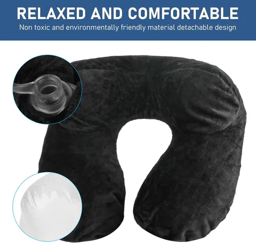 Miniatura 4 de Almohadas de viaje rellenas de aire para dormir, soporte de cuello de avión, almohada de viaje inflable, almohada cervical de viaje para almohada