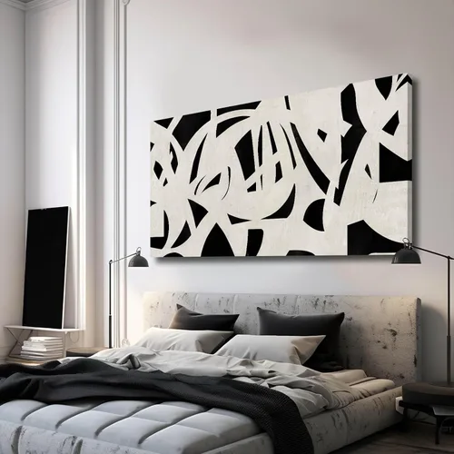 Miniatura 3 de Arte de pared geométrico de mediados de siglo, decoración moderna en blanco y negro, cuadros para paredes, lienzo fotográfico para sala de estar