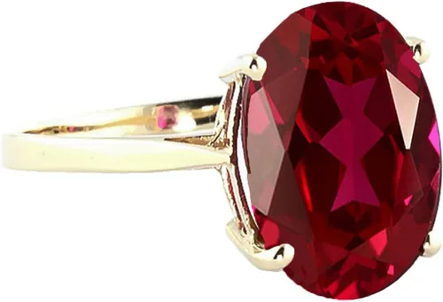 Miniatura 2 de Galaxy Gold GG Anillo de oro macizo de 14 k de 7.5 quilates con forma ovalada rubí