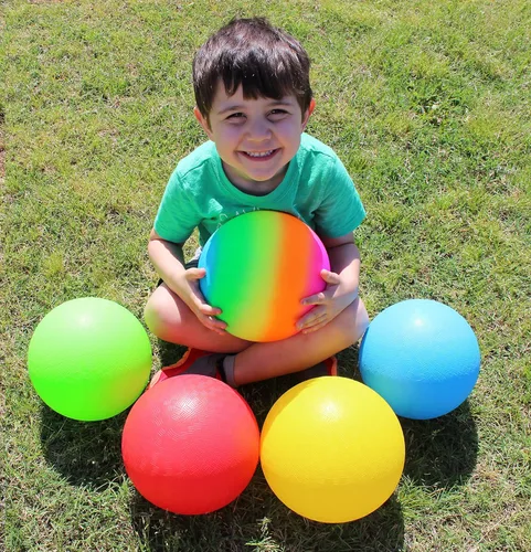 Toys+ Juego de pelotas de juego de 8.5 pulgadas, tamaño oficial para Dodge Ball, Kick Ball, cuatro cuadradas, bomba gratis (paquete de 5, rojo,