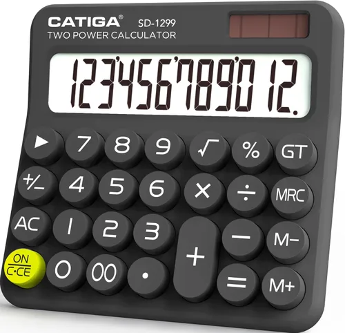 Miniatura 10 de Calculadora básica: Catiga - Calculadora de oficina y estilo doméstico, educativa, adecuada para la escuela, la empresa y uso personal, Negro