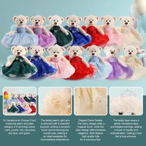 Miniatura 3 de Muñeca de quinceañera con vestido de membrillo con vestido, decoraciones de quinceañera, regalos de decoración de quinceañera, OSO de peluche