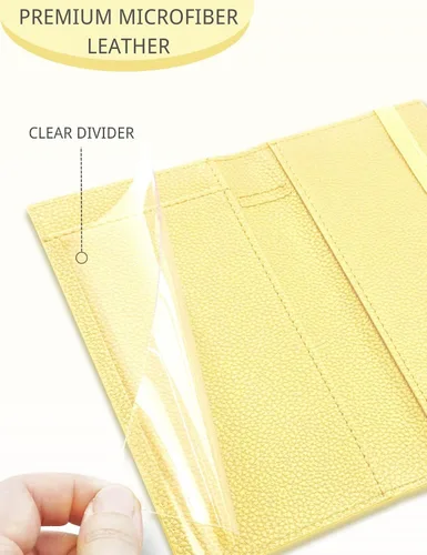 Miniatura 5 de Zreal Funda para chequera con función de bloqueo RFID para hombres y mujeres, Amarillo, Elegante