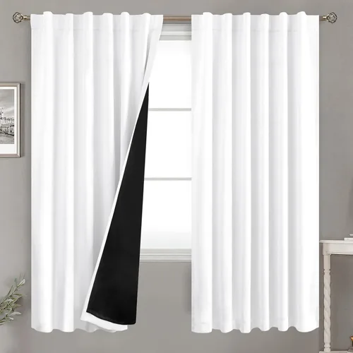Miniatura 130 de BGment Cortinas 100% opacas beige de 63 pulgadas de largo con forro aislante térmico, bolsillo para varilla y lengüeta trasera de doble capa