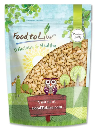 Food to Live - Piñones, 1 libra de piñolias crudas enteras, sin sal, veganas, kosher, a granel. Rico en vitamina E, proteínas. Bocadillo saludable.
