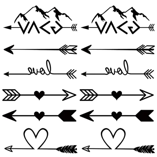 Miniatura 8 de Juego de 2 calcomanías de tatuaje temporal pequeñas, diseño de alas de corazón de ángel para mano, cuello, cara, muñeca, dedo, impermeable, falso
