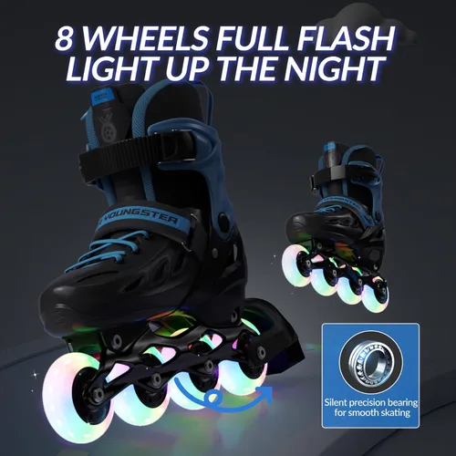 Miniatura 5 de SUPER YOUNGSTER Patines en línea ajustables para niños y niñas de 4 a 12 años con ruedas iluminadas, patines en línea para niños y niñas