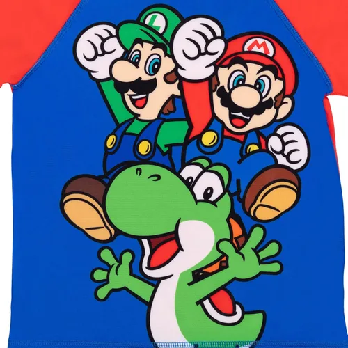 Miniatura 4 de Super Mario Luigi Mario Yoshi Raglan Swim Rash Guard - Conjunto de troncos de natación