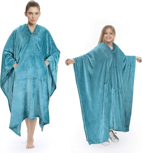 Miniatura 24 de Tirrina Manta poncho de polar 2 en 1, muy suave y cómoda, para adultos mujeres, hombres y niños para uso interior o al aire libre, 55x80 pulgadas