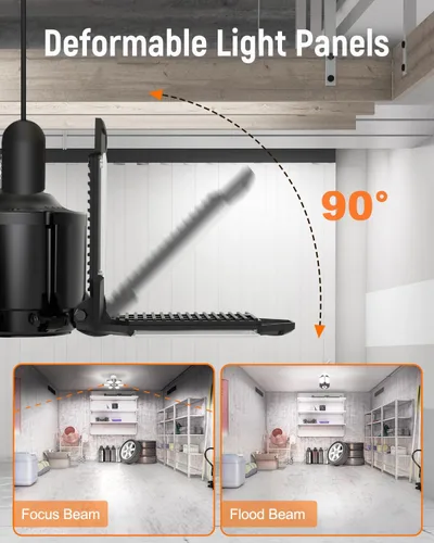 Miniatura 4 de Adiding Luz LED de garaje con 6 paneles deformables para sótano, paquete de 6, se atornilla en casquillo de bombilla E26 E27, súper brillante