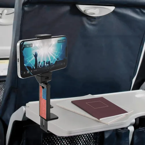 Miniatura 2 de Accesorios de viaje, bandeja universal para el respaldo del asiento, soporte de clip para teléfono manos libres, tamaño de bolsillo ajustable