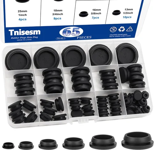Miniatura 12 de Tnisesm 200 piezas 8 tamaños tapones de agujero de plástico de nailon negro 1/4" 5/16" 3/8" 1/2" 5/8" 3/4" 7/8" 1" agujero redondo de taladro