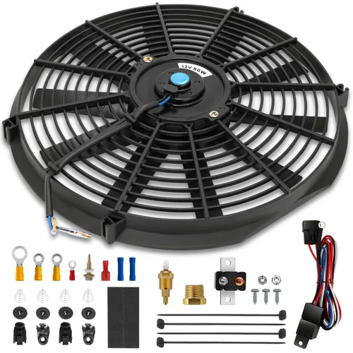 Miniatura 13 de Auto Dynasty Ventilador de radiador eléctrico, conjunto universal de ventilador de refrigeración de radiador de 7 pulgadas con kit de relé de Negro