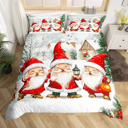Miniatura 19 de Funda de edredón de Papá Noel, juego de ropa de cama para niños, funda de edredón de flores rosas para decoración de habitación de niños y niñas