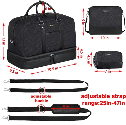 Miniatura 144 de IBFUN Bolsas de fin de semana para mujer, bolsa grande de lona para viaje, bolsa de viaje con compartimento para zapatos, 21 pulgadas, juego de 3
