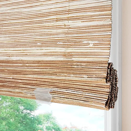 Miniatura 26 de Persianas romanas de bambú inalámbricas, 100% lino natural, diseño 1