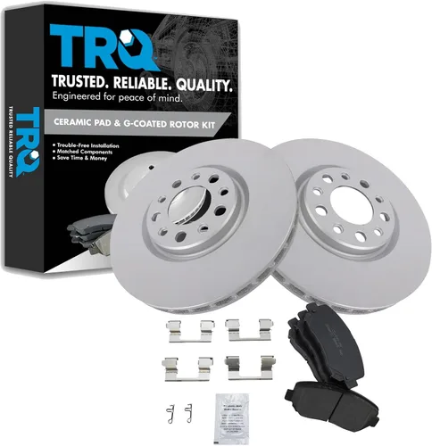 Miniatura 105 de TRQ Juego de pastillas de freno delantero y rotores con revestimiento de cerámica compatible con Jeep Compass Patriot 2017