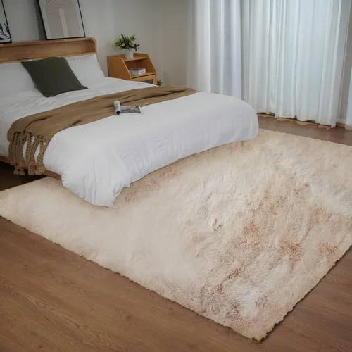 Miniatura 53 de Ghouse Alfombra ultrasuave de pelo sintético de conejo, alfombras lavables a máquina para dormitorio, alfombras esponjosas para sala de estar, Blanco