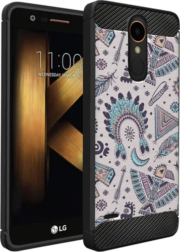 CasesOnDeck - Funda compatible con LG Aristo 3, LG Tribute Empire, LG Zone 4, LG Rebel 4, LG Phoenix 4, diseño floral tribal texturizado en doble