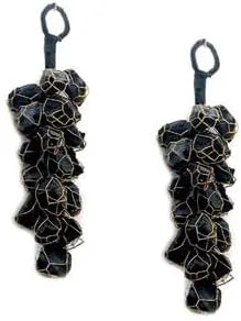 Juego de 2 trozos de turmalina negra natural para colgar en la puerta y el coche para colgar para buena suerte, corrección Vaastu, protección contra