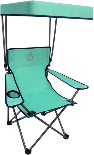Venture Forward Silla de toldo para exteriores con pantalla ajustable, silla de campamento plegable para niños con portavasos y bolsa de transporte,