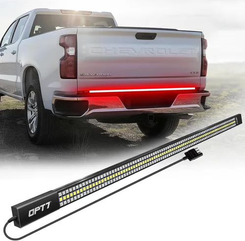 OPT7 - Barra de luz LED Redline de triple fila para puerta trasera de 60", con señal direccional secuencial roja, marco rígido de aluminio –