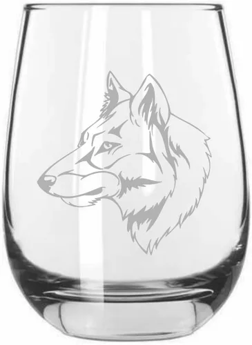 Miniatura 193 de Sakhalin Husky Dog - Copa de vino grabada personalizada de 15.25 onzas sin tallo