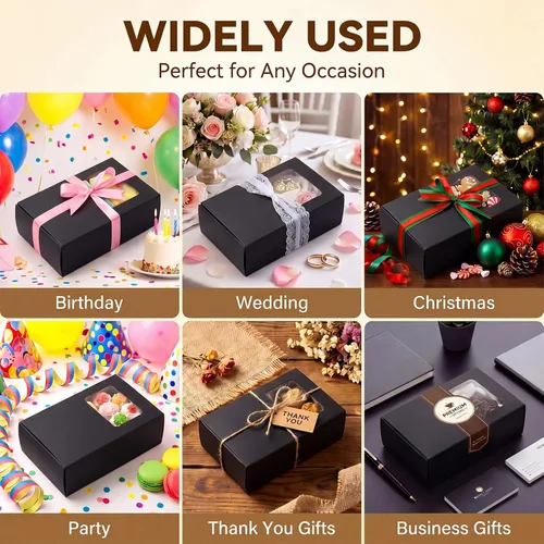 Miniatura 6 de Spakon 30 cajas de jabón de papel kraft negro con ventana, 3.5 x 2.6 x 1.2 pulgadas, se adapta a hasta 4 jabones hechos a mano, caja de regalo