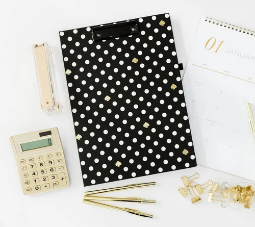 Miniatura 5 de Kate Spade New York Portapapeles A4 de tapa dura con clip de perfil bajo, profesional, incluye bloc de notas con líneas, trabilla para bolígrafo