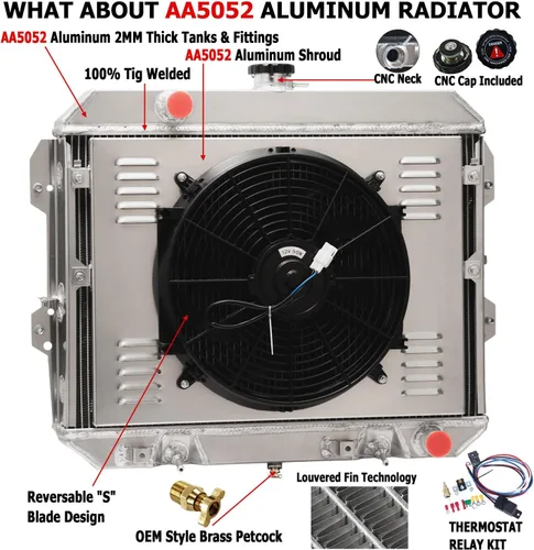 Miniatura 2 de Radiador para Nissan Datsun 280ZX 280 ZX 2.8L L6 Gas 1981-1983, radiador de aluminio completo de 4 filas + ventilador de 14 pulgadas + cubierta +