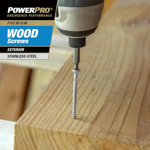 Miniatura 7 de Power Pro 48625 Tornillos para madera, #8 x 1, tornillos marinos de acero inoxidable premium, resistentes a la corrosión, acero inoxidable, tubo