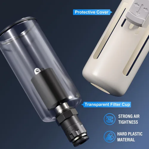Miniatura 6 de TAILONZ PNEUMATIC Regulador de presión de filtro de aire de drenaje automático NPT de 1/2 pulgada Combo Piggyback, filtro compresor de herramienta