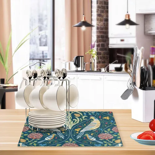 Miniatura 6 de Tapete de café para cafetera, tapete con respaldo absorbente antideslizante para encimera de cocina, de secado rápido, lavable, de secado de platos
