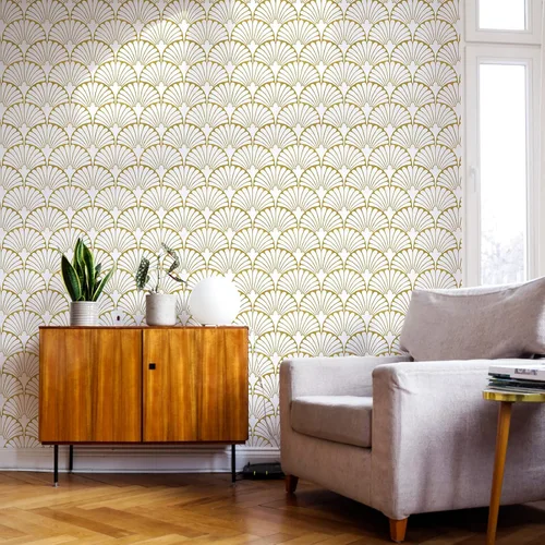 Miniatura 7 de MelunMer Papel tapiz dorado para despegar y pegar, papel adhesivo dorado bohemio para gabinetes, autoadhesivo, extraíble, para dormitorio/baño