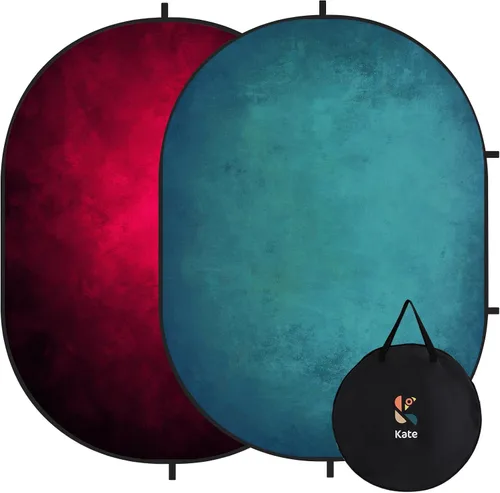 Miniatura 9 de Kate Backdorp plegable emergente de 5 x 6.5 pies, pantalla de doble cara azul y gris, fondo plegable y reversible 2 en 1 para fotografía, videos
